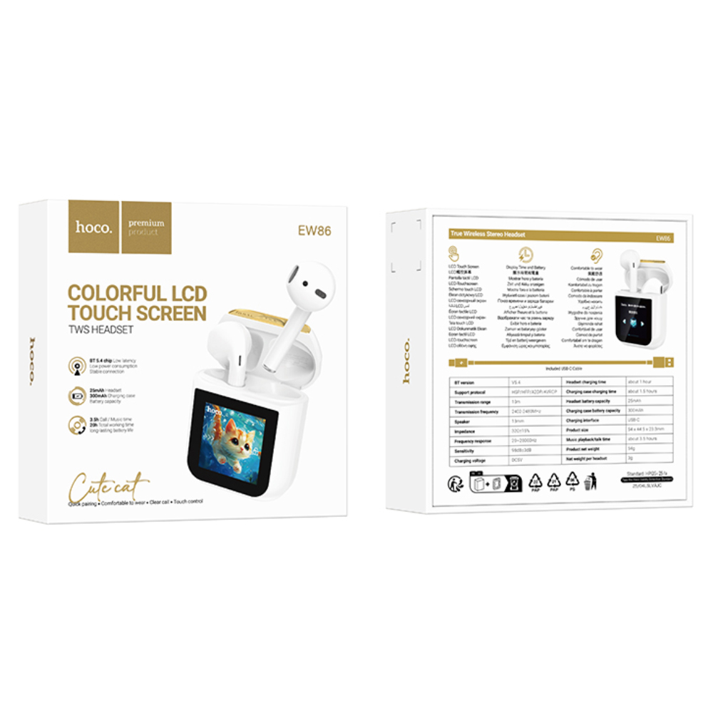 Wireless Hands Free Hoco EW86 Cat v5.4 300mAh 3.5 Ώρες Ομιλίας και Οθόνη Αφής Πολλαπλών Λειτουργιών Λευκά Wireless Hands Free Hoco EW86 Cat v5.4 300mAh 3.5 Ώρες Ομιλίας και Οθόνη Αφής Πολλαπλών Λειτουργιών Λευκά