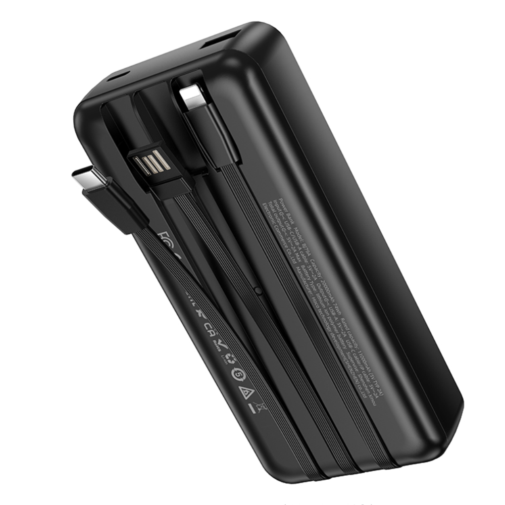 Power Bank Borofone BJ79A 20000mAh με 3 Καλώδια Φόρτισης USB-C, USB-A, Lightning και LED Ένδειξη Μπαταρίας Μαύρο Power Bank Borofone BJ79A 20000mAh με 3 Καλώδια Φόρτισης USB-C, USB-A, Lightning και LED Ένδειξη Μπαταρίας Μαύρο