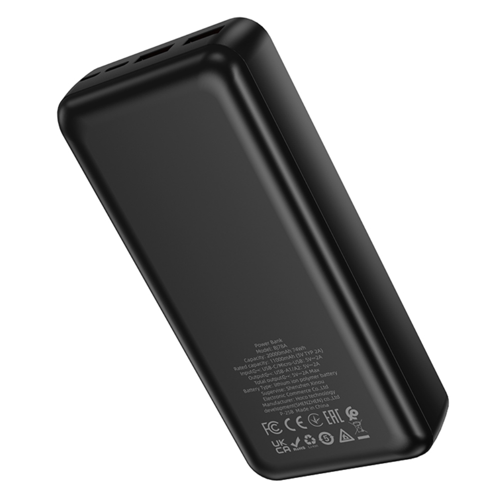 Power Bank Borofone BJ78A 20000mAh 5V/2A με 4 Θύρες 1xUSB-C, 2xUSB-A, 1xMicroUSB και LED Ένδειξη Μπαταρίας Μαύρο Power Bank Borofone BJ78A 20000mAh 5V/2A με 4 Θύρες 1xUSB-C, 2xUSB-A, 1xMicroUSB και LED Ένδειξη Μπαταρίας Μαύρο