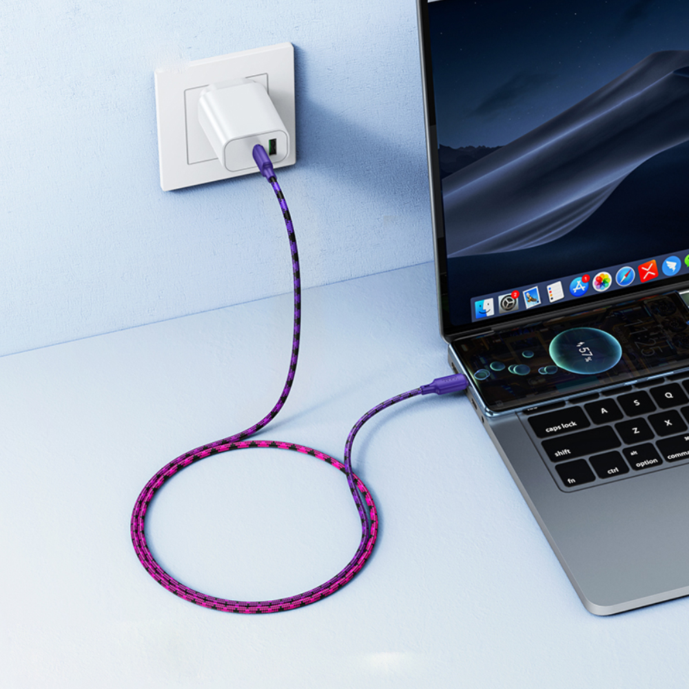 Καλώδιο Hoco X116 Meridian USB-C σε USB-C 60W 3A Braided Πολύχρωμο Μωβ 1m Καλώδιο Hoco X116 Meridian USB-C σε USB-C 60W 3A Braided Πολύχρωμο Μωβ 1m