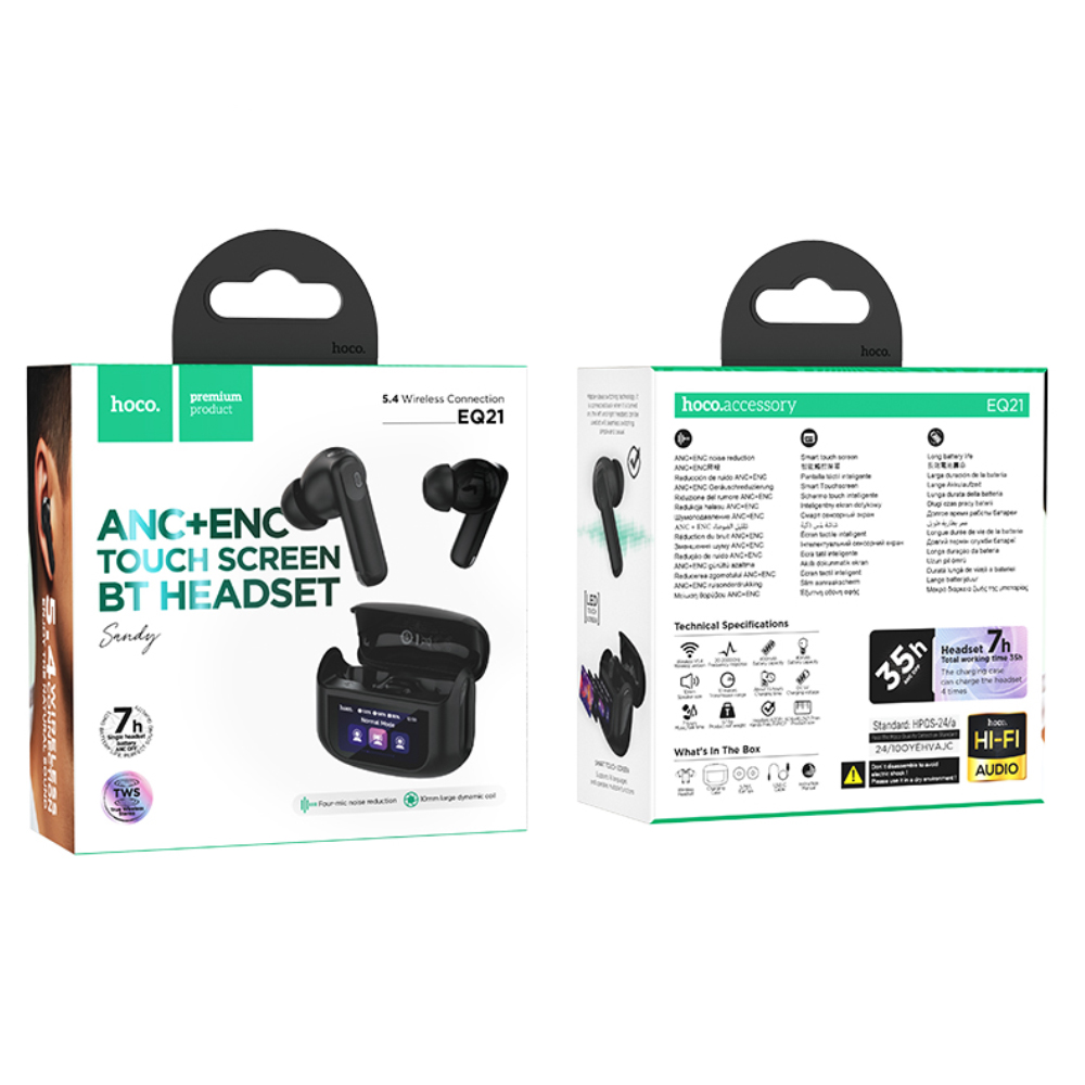 Wireless Hands Free Hoco EQ21 Sandy v5.4 με Active Noise Cancellation και ENC 400mAh 7 Ώρες Ομιλίας Μαύρα Wireless Hands Free Hoco EQ21 Sandy v5.4 με Active Noise Cancellation και ENC 400mAh 7 Ώρες Ομιλίας Μαύρα