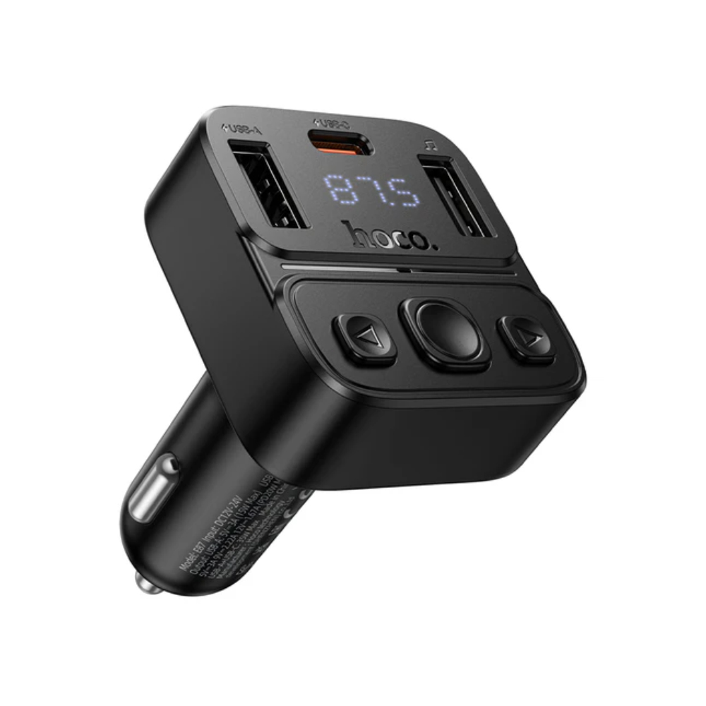 Bluetooth FM Transmitter Hoco E87 Delta 35W με 2xUSB-A και 1xUSB-C PD20W BT v5.4 Υποστηρίζει Αναπαραγωγή Μουσικής απο USB και Απάντηση Κλήσεων Bluetooth FM Transmitter Hoco E87 Delta 35W με 2xUSB-A και 1xUSB-C PD20W BT v5.4 Υποστηρίζει Αναπαραγωγή Μουσικής απο USB και Απάντηση Κλήσεων