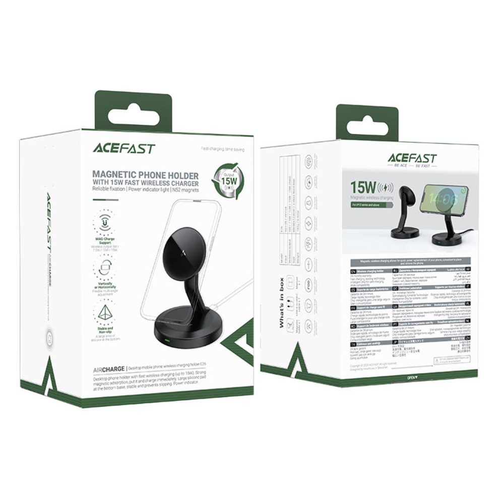 Επιτραπέζια Βάση Ασύρματης Φόρτισης Acefast E26 15W με LED Ένδειξη Λειτουργίας Συμβατή με MagSafe Μαύρη Επιτραπέζια Βάση Ασύρματης Φόρτισης Acefast E26 15W με LED Ένδειξη Λειτουργίας Συμβατή με MagSafe Μαύρη