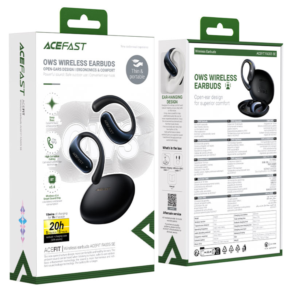 Wireless Earphones Hands Free Acefast FA005 TWS Ultra Thin v5.4 400mAh 20hr Λειτουργίας ENC IPX4 Μαύρα Wireless Earphones Hands Free Acefast FA005 TWS Ultra Thin v5.4 400mAh 20hr Λειτουργίας ENC IPX4 Μαύρα