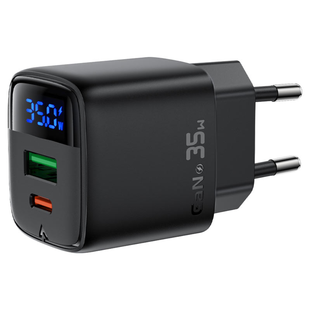 Φορτιστής Ταξιδίου Acefast A116 Fast Charging USB-C PD35W GaN με Digital Ένδειξη Μαύρος Φορτιστής Ταξιδίου Acefast A116 Fast Charging USB-C PD35W GaN με Digital Ένδειξη Μαύρος