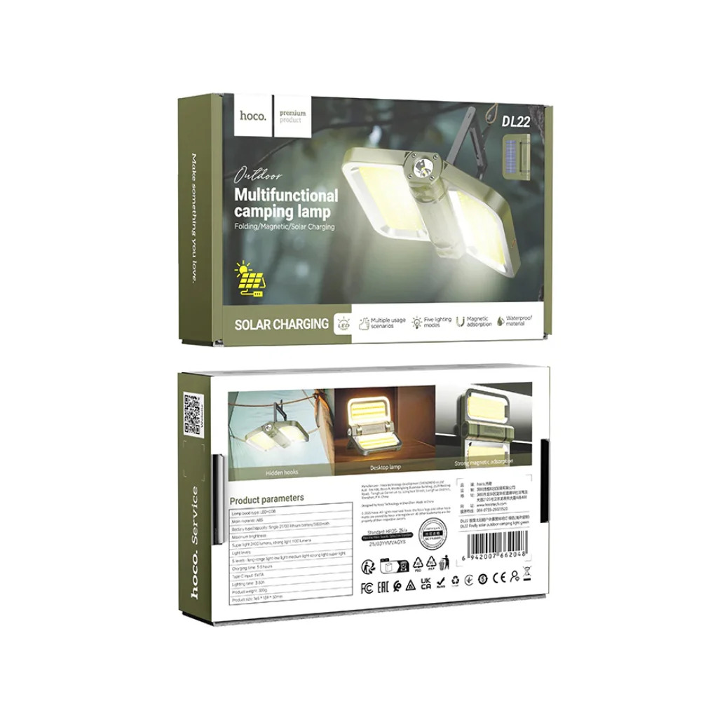 Φωτιστικό LED Εξωτερικού Χώρου Hoco DL22 με Ηλιακό Συλλέκτη, Αναδιπλούμενο. 2400 Lumens, Ρυθμίσεις Φωτεινότητας και Θερμοκρασίας Φωτός Φωτιστικό LED Εξωτερικού Χώρου Hoco DL22 με Ηλιακό Συλλέκτη, Αναδιπλούμενο. 2400 Lumens, Ρυθμίσεις Φωτεινότητας και Θερμοκρασίας Φωτός