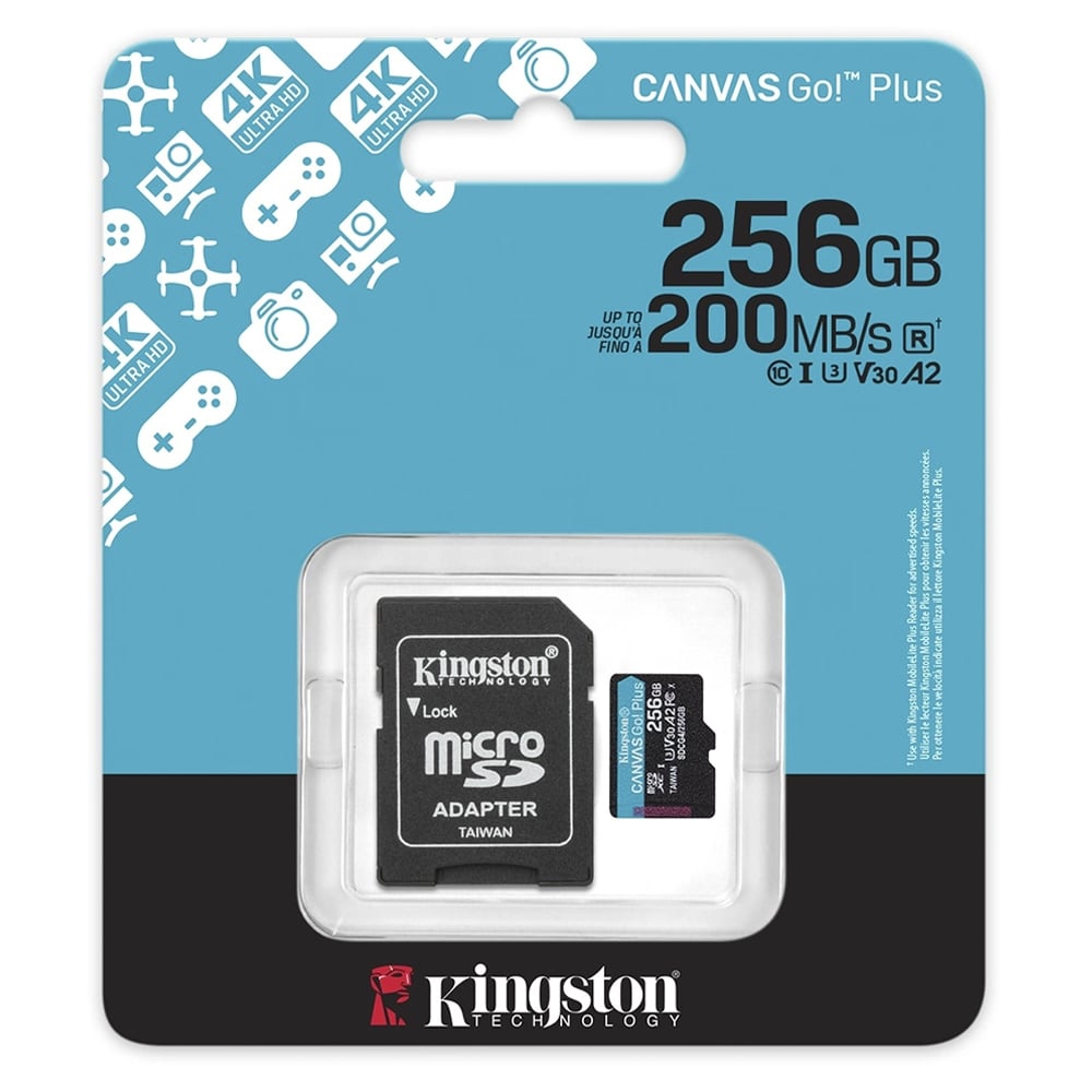Κάρτα Μνήμης Kingston CanvasGo+ MicroSDXC 256GB Class 10 με SD Αντάπτορα εως 200Mb/s SDCG4/256GB Κάρτα Μνήμης Kingston CanvasGo+ MicroSDXC 256GB Class 10 με SD Αντάπτορα εως 200Mb/s SDCG4/256GB