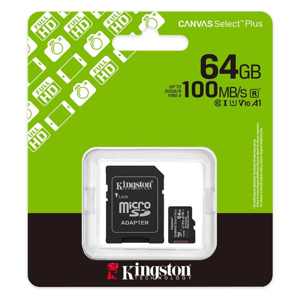 Κάρτα Μνήμης Kingston Canvas Select Plus+ MicroSDXC 64GB Class 10 με SD Adapter έως 100MB/s SDCS3/64GB Κάρτα Μνήμης Kingston Canvas Select Plus+ MicroSDXC 64GB Class 10 με SD Adapter έως 100MB/s SDCS3/64GB