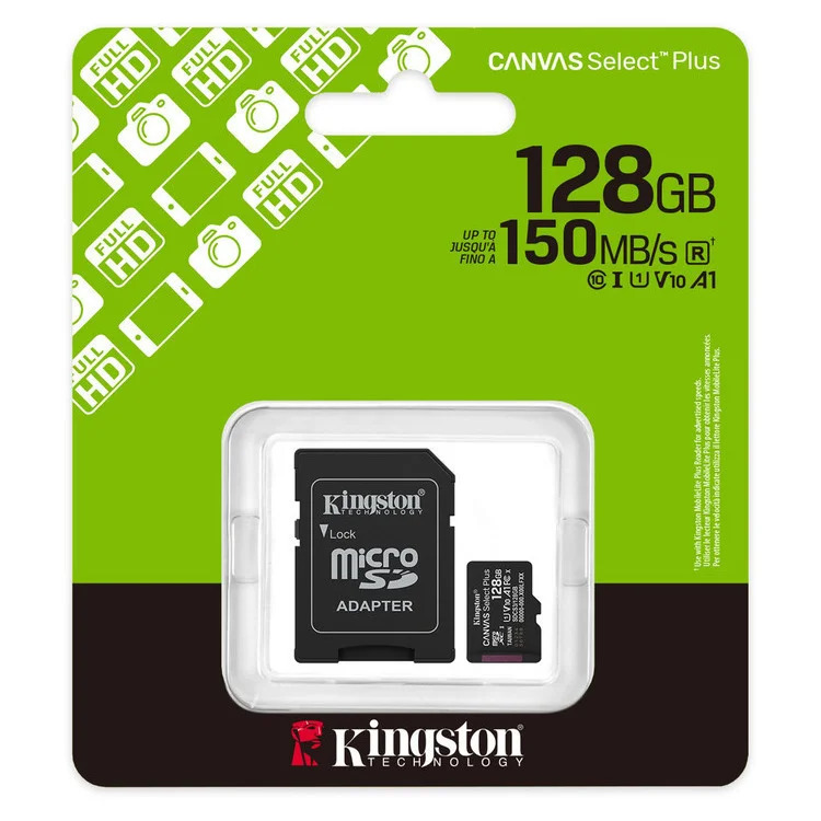 Κάρτα Μνήμης Kingston Canvas Select Plus+ MicroSDXC 128GB Class 10 με SD Adapter έως 150MB/s SDCS3/128GB Κάρτα Μνήμης Kingston Canvas Select Plus+ MicroSDXC 128GB Class 10 με SD Adapter έως 150MB/s SDCS3/128GB