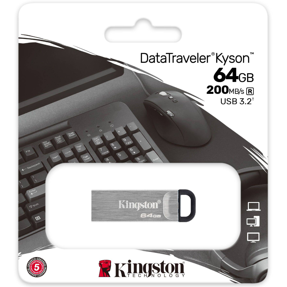 USB Kingston Data Traveller Kyson 3.2 Gen.1 64GB με Μεταλλικό Κέλυφος DTKN/64GB USB Kingston Data Traveller Kyson 3.2 Gen.1 64GB με Μεταλλικό Κέλυφος DTKN/64GB