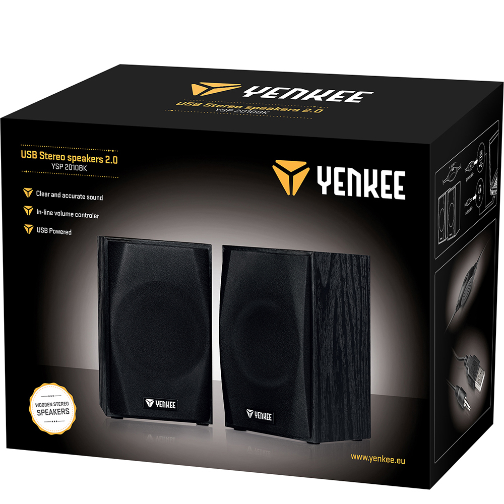 Yenkee YSP 2010BK Stereo Ηχεία 2.0 5W με Ξύλινη Καμπίνα και Παροχή Ρεύματος μέσω USB-A Μαύρα Yenkee YSP 2010BK Stereo Ηχεία 2.0 5W με Ξύλινη Καμπίνα και Παροχή Ρεύματος μέσω USB-A Μαύρα