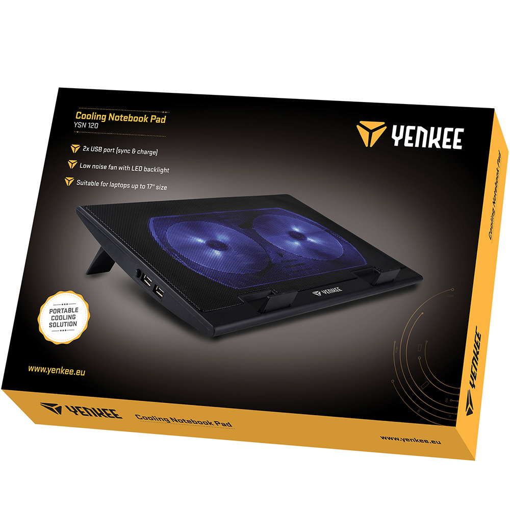 Laptop Cooler Yenkee YSN 120 για Φορητούς Υπολογιστές έως 17" με Φωτισμό και Δυο Χαμηλού Θορύβου Ανεμιστήρες με Ταχύτητα 1000 Rpm Laptop Cooler Yenkee YSN 120 για Φορητούς Υπολογιστές έως 17" με Φωτισμό και Δυο Χαμηλού Θορύβου Ανεμιστήρες με Ταχύτητα 1000 Rpm
