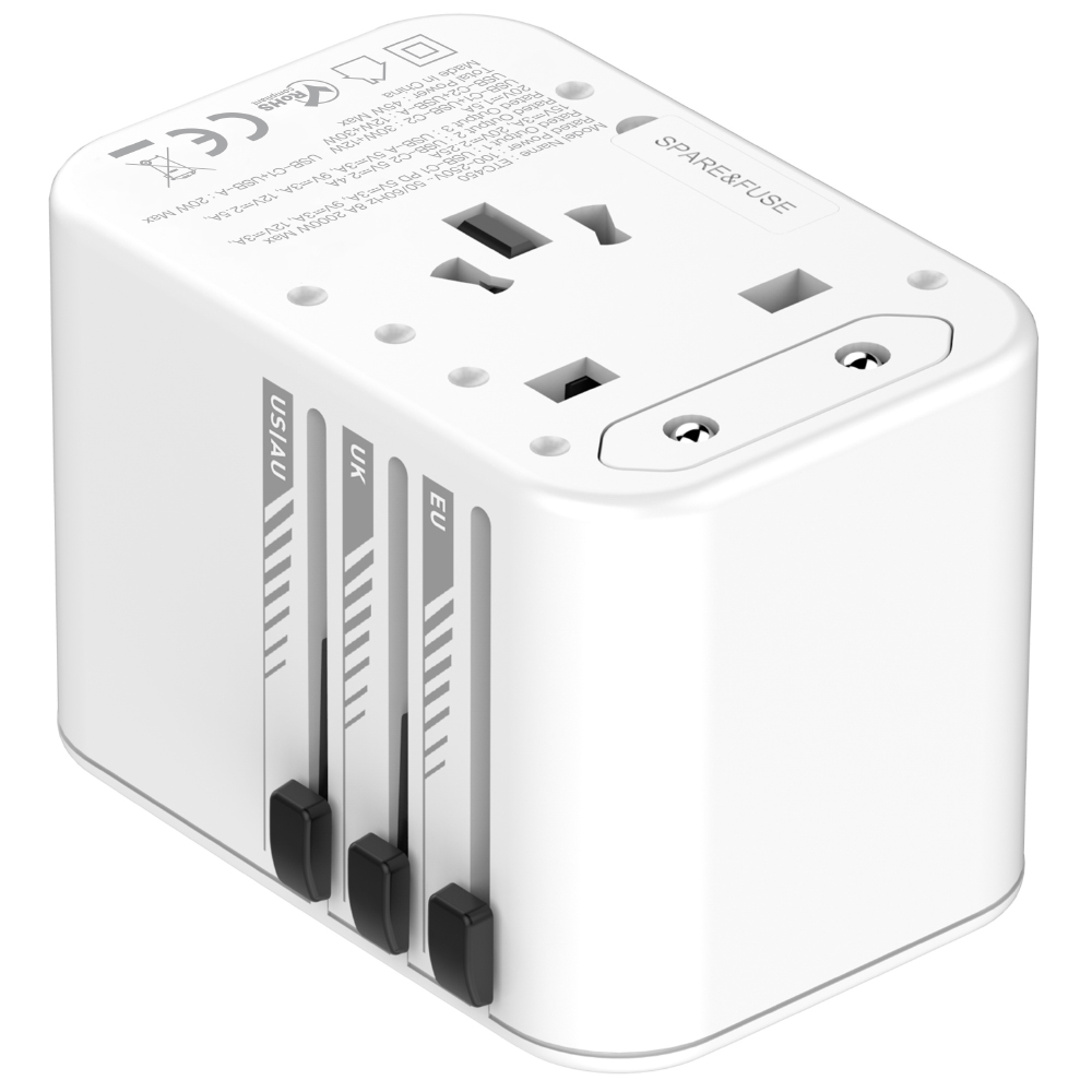 Παγκόσμιος Φορτιστής Ταξιδίου Energizer ETC450 US/AU UK EU με 1xUSB-A 30W και 2xUSB-C 45W/12W GaN Λευκός Παγκόσμιος Φορτιστής Ταξιδίου Energizer ETC450 US/AU UK EU με 1xUSB-A 30W και 2xUSB-C 45W/12W GaN Λευκός