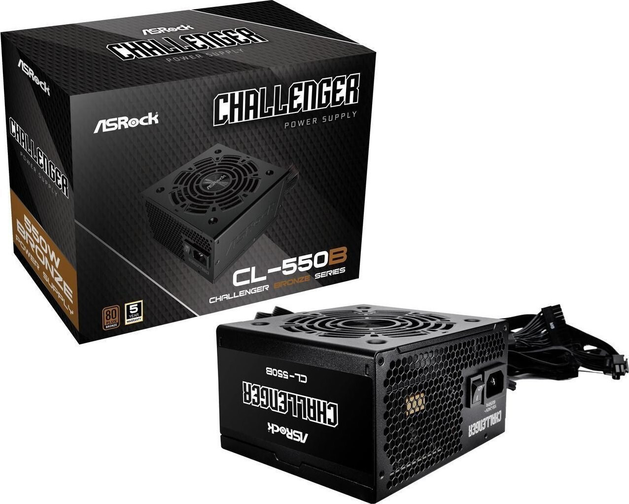 ASRock Challenger CL-550B 550W Μαύρο Τροφοδοτικό Υπολογιστή Full Wired 80 Plus Bronze