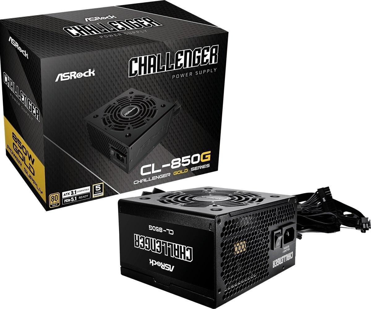 ASRock Challenger CL-850G 850W Μαύρο Τροφοδοτικό Υπολογιστή Full Wired 80 Plus Gold