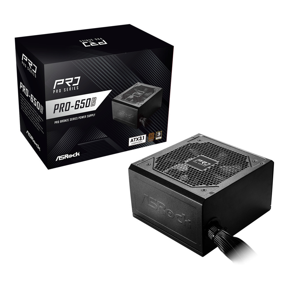 ASRock PRO-650B 650W Μαύρο Τροφοδοτικό Υπολογιστή Full Wired 80 Plus Bronze