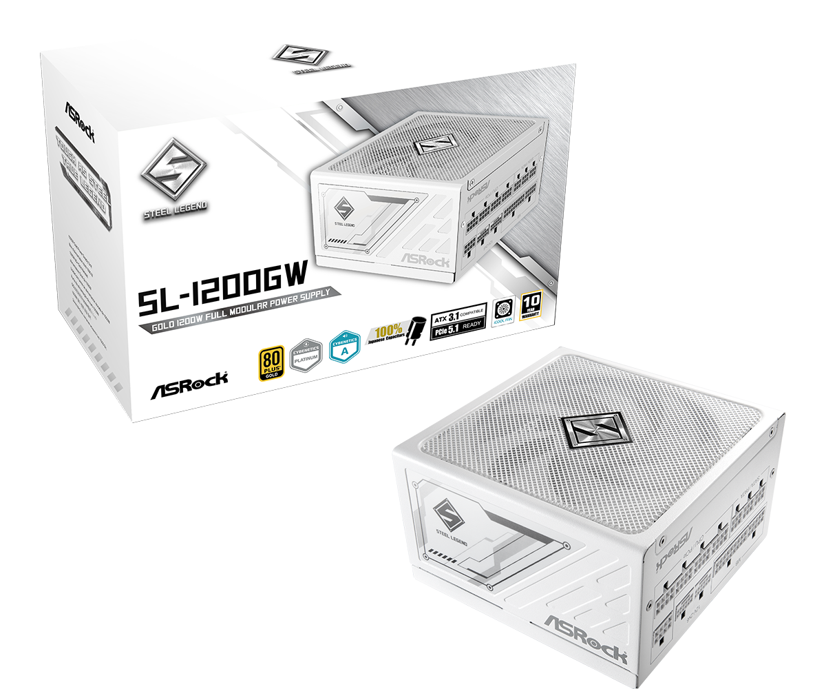 ASRock Steel Legend SL-1200GW 1200W Λευκό Τροφοδοτικό Υπολογιστή Full Modular 80 Plus Gold