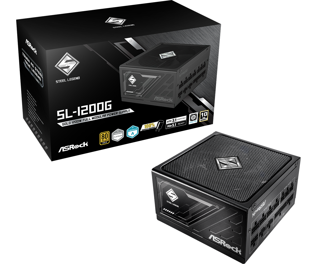 ASRock Steel Legend SL-1200G 1200W Μαύρο Τροφοδοτικό Υπολογιστή Full Modular 80 Plus Gold