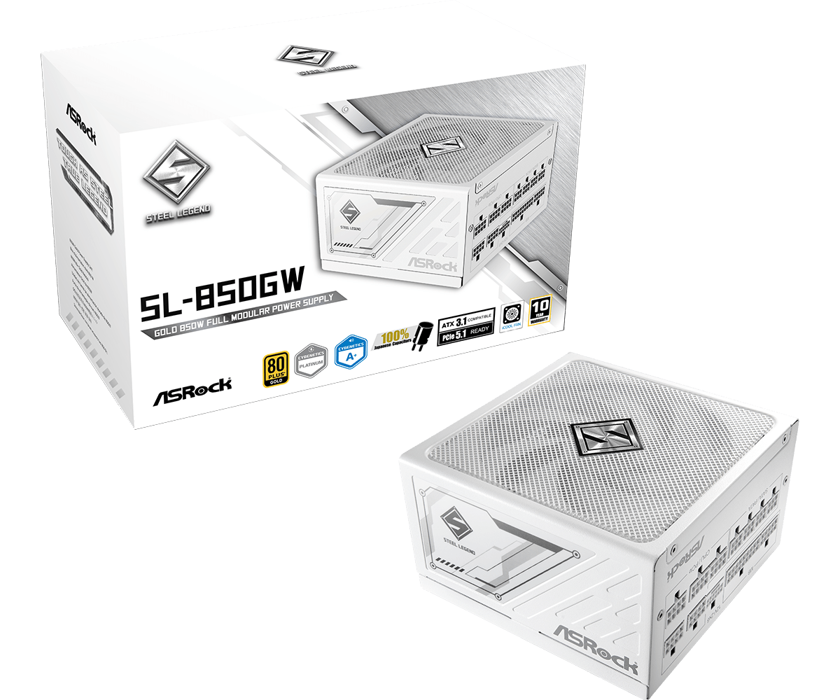 ASRock Steel Legend SL-850GW 850W Λευκό Τροφοδοτικό Υπολογιστή Full Modular 80 Plus Gold
