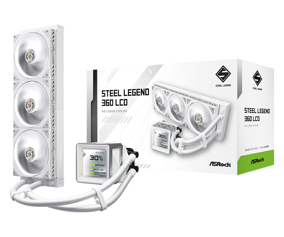 ASRock Steel Legend 360 LCD White Υδρόψυξη Επεξεργαστή Τριπλού Ανεμιστήρα 120mm ARGB