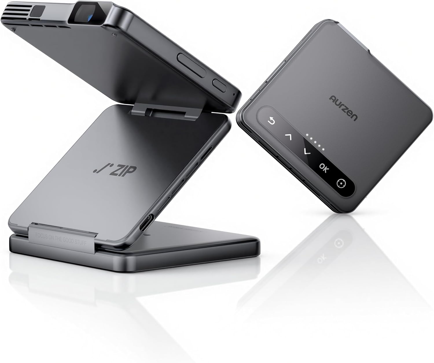Aurzen ZIP Tri-Fold Portable Mini Projector Dark Grey