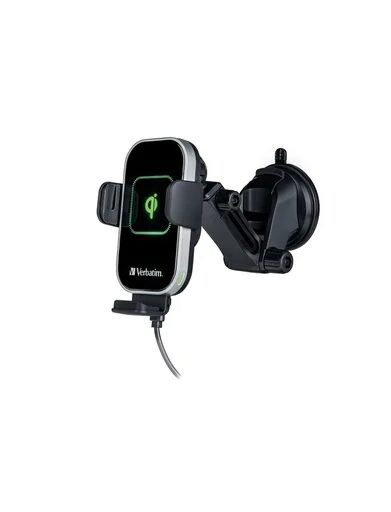 Verbatim Βάση Κινητού Αυτοκινήτου FWC-03 Pro με Ρυθμιζόμενα Άγκιστρα και Ασύρματη Φόρτιση Γκρι