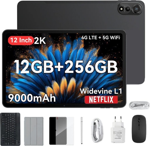 Blackview MEGA 2 – 12" Android 15 Tablet με WiFi | 12GB RAM, 256GB ROM | Space Grey Set