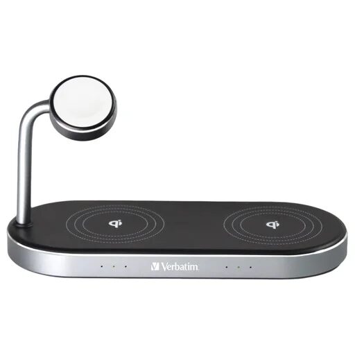Verbatim Aluminium 3-in-1 Qi MFi Dual Wireless + Apple Watch Charger