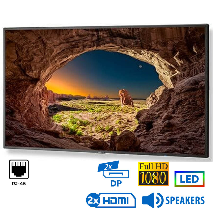 Used Signage Display V554 LED/NEC/55``FHD/1920x1080/Black/w/Speakers/D-SUB & DVI-D & 2x DP & 2x HDMI Used Signage Display V554 LED/NEC/55``FHD/1920x1080/Black/w/Speakers/D-SUB & DVI-D & 2x DP & 2x HDMI