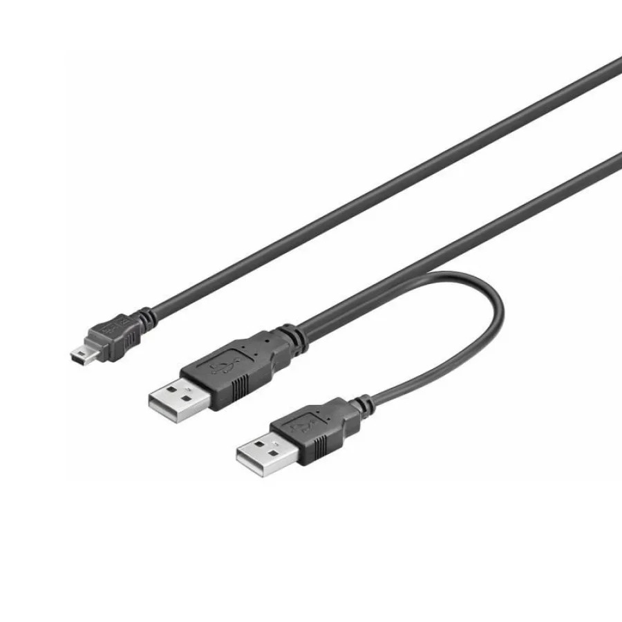 Καλώδιο USB 2.0x2 Male σε mini USB Male 5Pin 0.6M Καλώδιο USB 2.0x2 Male σε mini USB Male 5Pin 0.6M