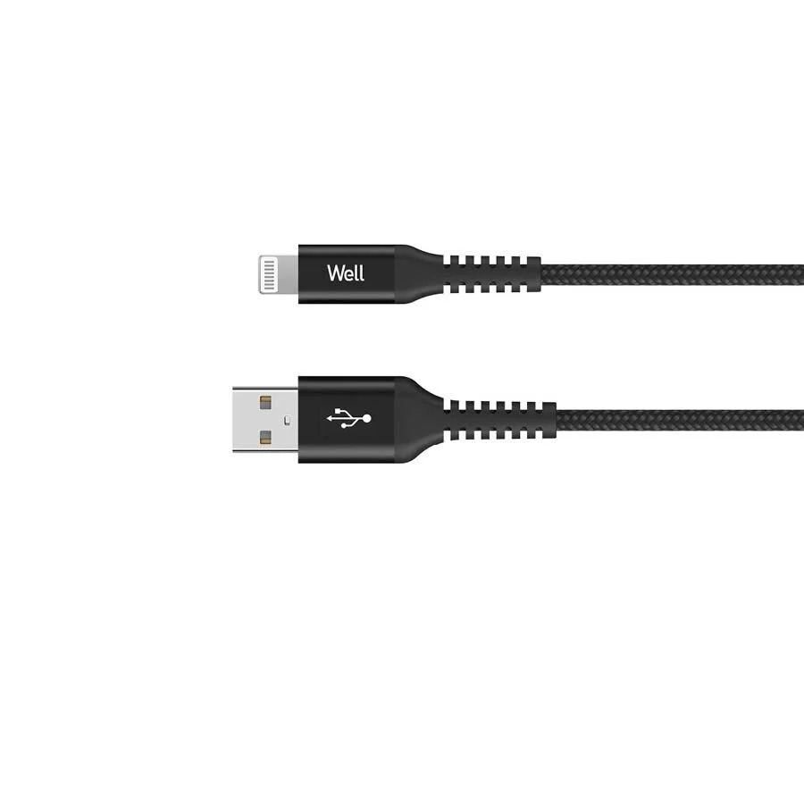 Καλώδιο USB 2.0 σε Lightning Φόρτισης - Data 1m 2.4A Μαύρο Well CABLE-USB/LIGHT-1BK01-WL Καλώδιο USB 2.0 σε Lightning Φόρτισης - Data 1m 2.4A Μαύρο Well CABLE-USB/LIGHT-1BK01-WL