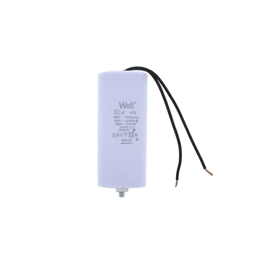 Πυκνωτής Λειτουργίας Well 80μF με καλώδιο 400V MOTCAP-80UF-WR-WL Πυκνωτής Λειτουργίας Well 80μF με καλώδιο 400V MOTCAP-80UF-WR-WL