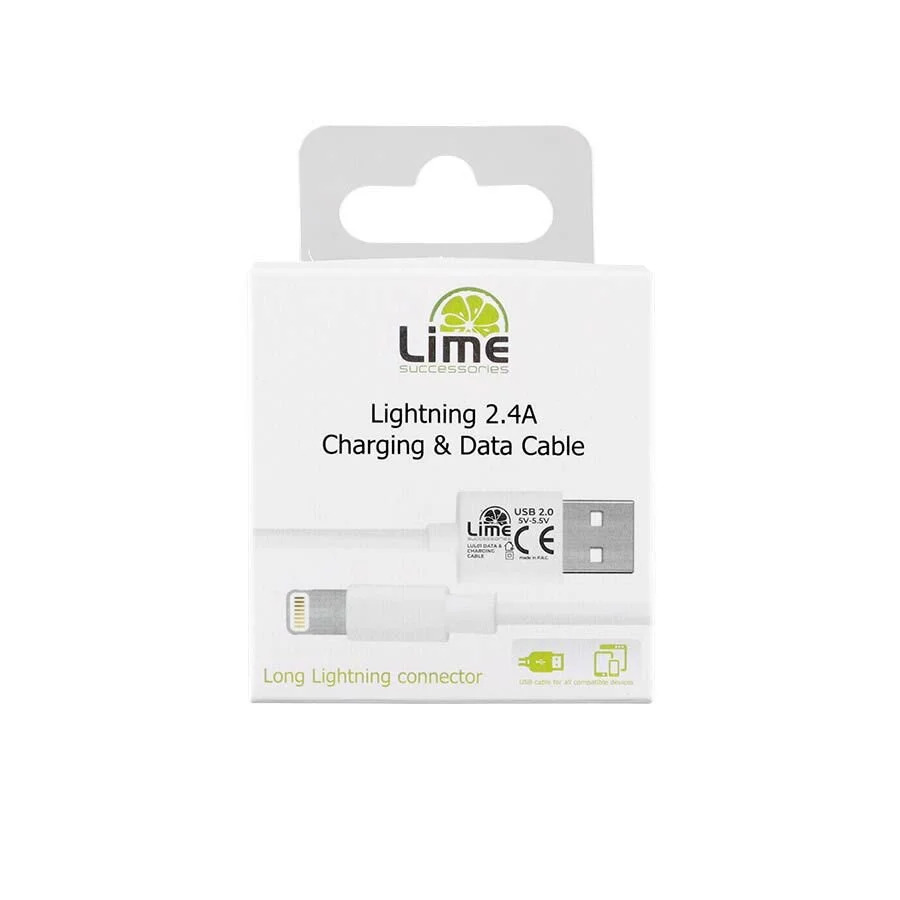 Καλώδιο Lightning Long USB 2.4A Φόρτισης - Data 1m Λευκό LULO1 Lime Καλώδιο Lightning Long USB 2.4A Φόρτισης - Data 1m Λευκό LULO1 Lime
