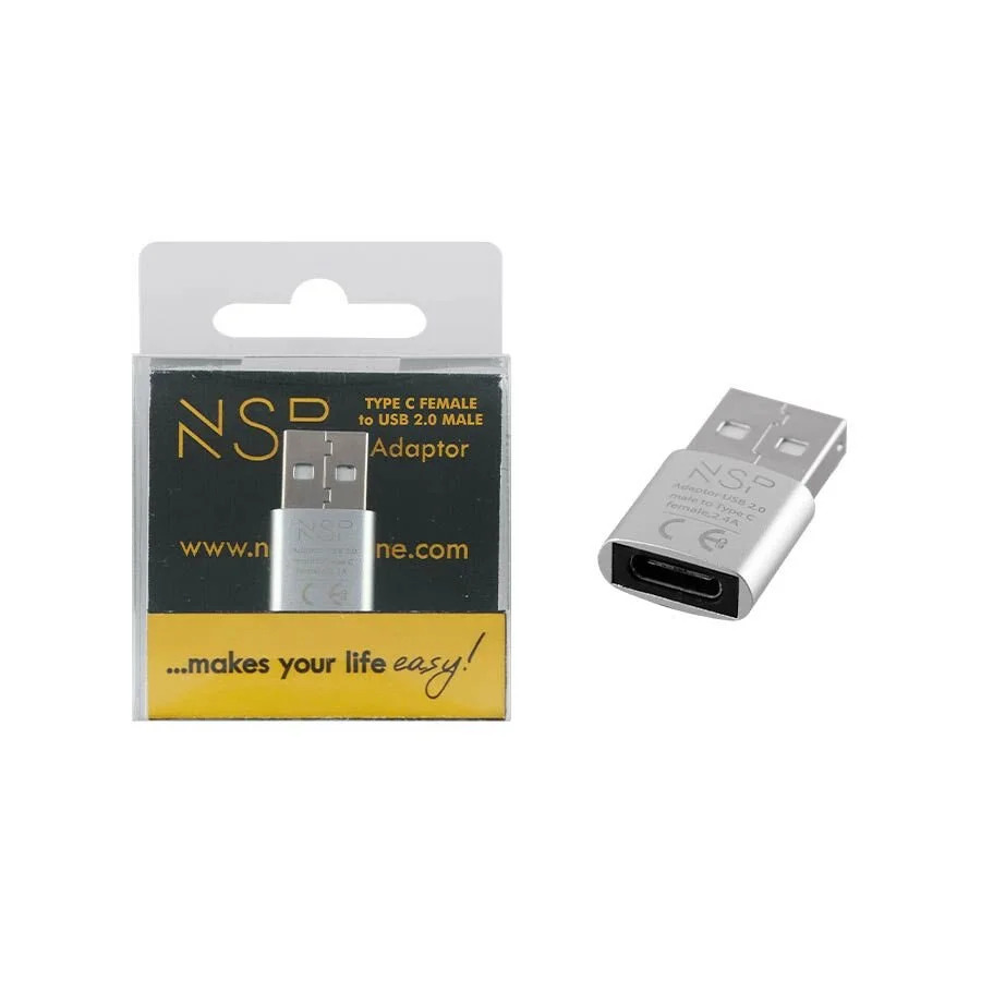 Μετατροπέας TYPE C FEMALE TO USB 2.0 MALE 2.4A WHITE NSP Μετατροπέας TYPE C FEMALE TO USB 2.0 MALE 2.4A WHITE NSP