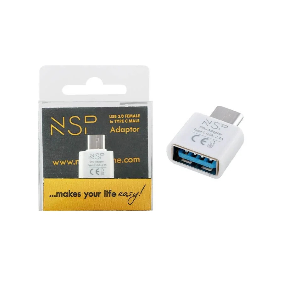 Μετατροπέας USB 3.0 OTG 2.4A FEMALE ΣΕ TYPE C MALE WHITE NSP Μετατροπέας USB 3.0 OTG 2.4A FEMALE ΣΕ TYPE C MALE WHITE NSP