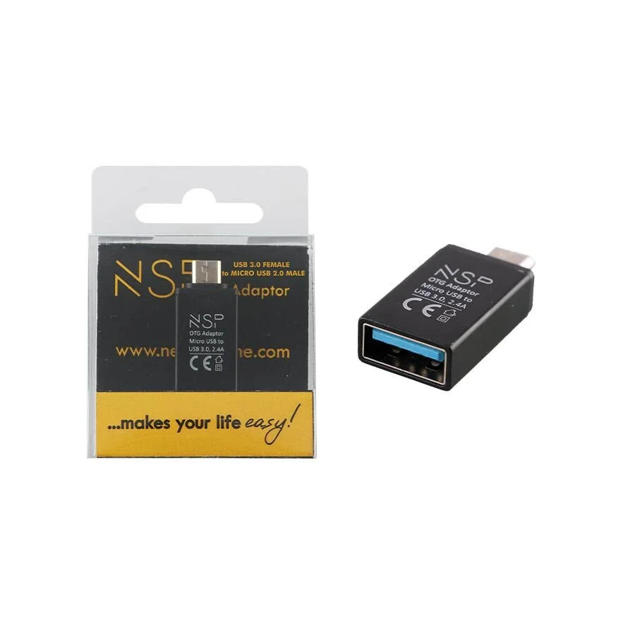 Μετατροπέας USB 3.0 OTG 2.4A FEMALE ΣΕ MICRO USB MALE BLACK NSP Μετατροπέας USB 3.0 OTG 2.4A FEMALE ΣΕ MICRO USB MALE BLACK NSP
