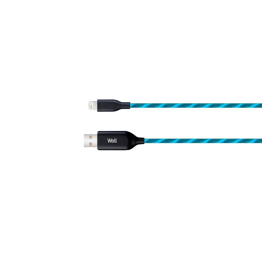 Καλώδιο 3A USB 2.0 σε Lightning Φόρτισης - Data 1m Μπλε Φωτιζόμενο Well USB/LIGHT-1BE03-WL Καλώδιο 3A USB 2.0 σε Lightning Φόρτισης - Data 1m Μπλε Φωτιζόμενο Well USB/LIGHT-1BE03-WL