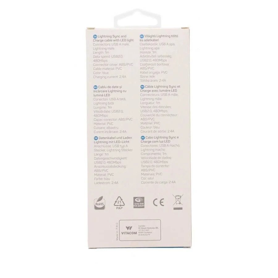 Καλώδιο 3A USB 2.0 σε Lightning Φόρτισης - Data 1m Μπλε Φωτιζόμενο Well USB/LIGHT-1BE03-WL Καλώδιο 3A USB 2.0 σε Lightning Φόρτισης - Data 1m Μπλε Φωτιζόμενο Well USB/LIGHT-1BE03-WL