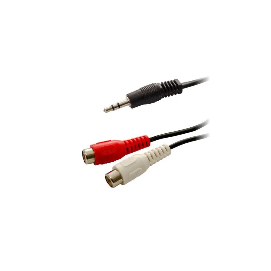 1.5m Stereo 3.5mm M Plug To 2RCA F Plug Nickel 1.5m Stereo 3.5mm M Plug To 2RCA F Plug Nickel