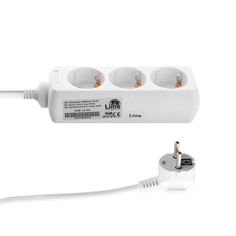 Πολύπριζα 3θ 16A 1M,3g1 λευκό LS-3W LIME Πολύπριζα 3θ 16A 1M,3g1 λευκό LS-3W LIME