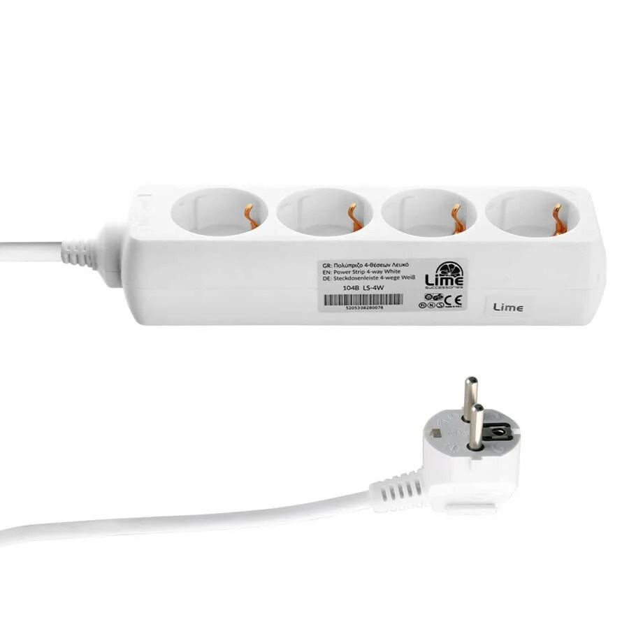 Πολύπριζα 4θ 16A 1M,3g1 λευκό LS-4W LIME Πολύπριζα 4θ 16A 1M,3g1 λευκό LS-4W LIME