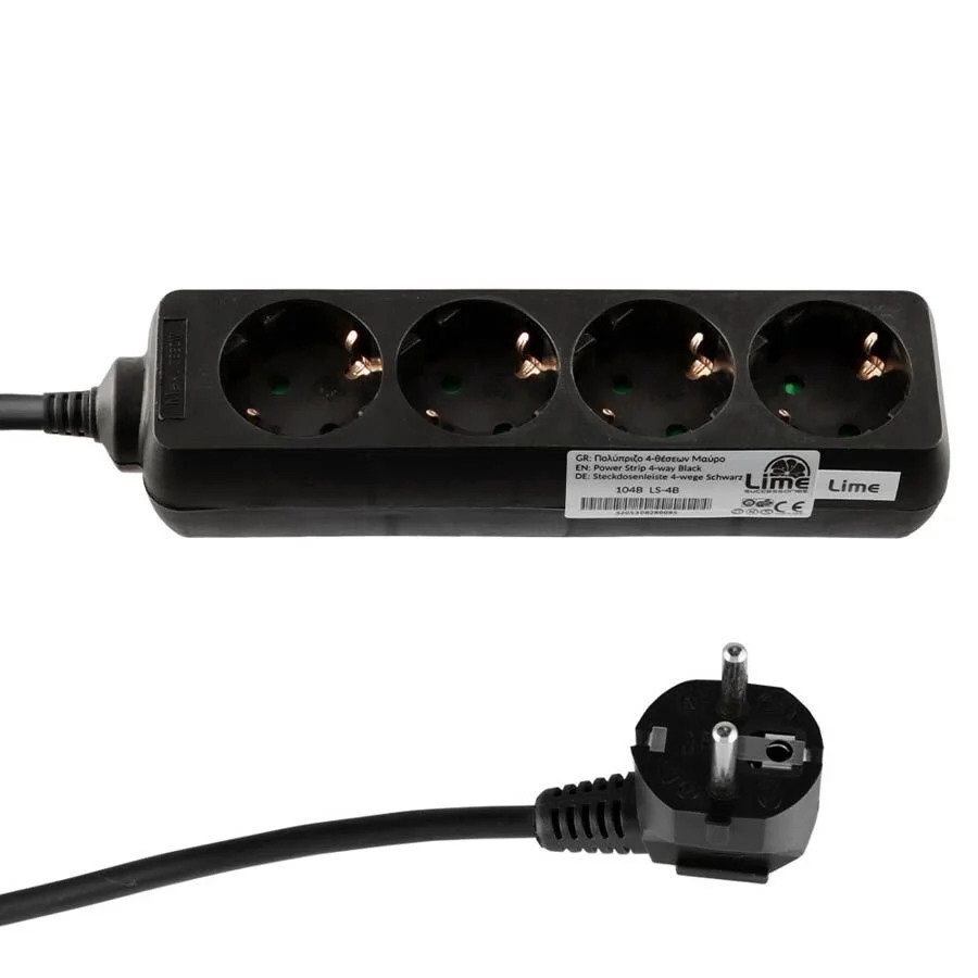 Πολύπριζα 4θ 16A 1M,3g1 μαύρο LS-4B LIME Πολύπριζα 4θ 16A 1M,3g1 μαύρο LS-4B LIME