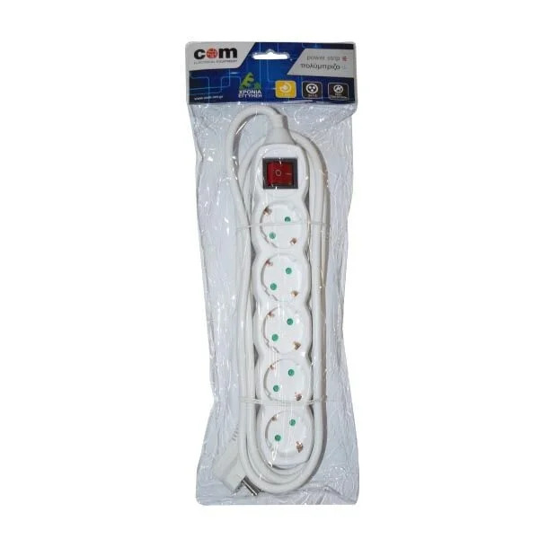 Πολύπριζα 5θ Με Διακόπτη 1,5M,3g1,5 COM Πολύπριζα 5θ Με Διακόπτη 1,5M,3g1,5 COM