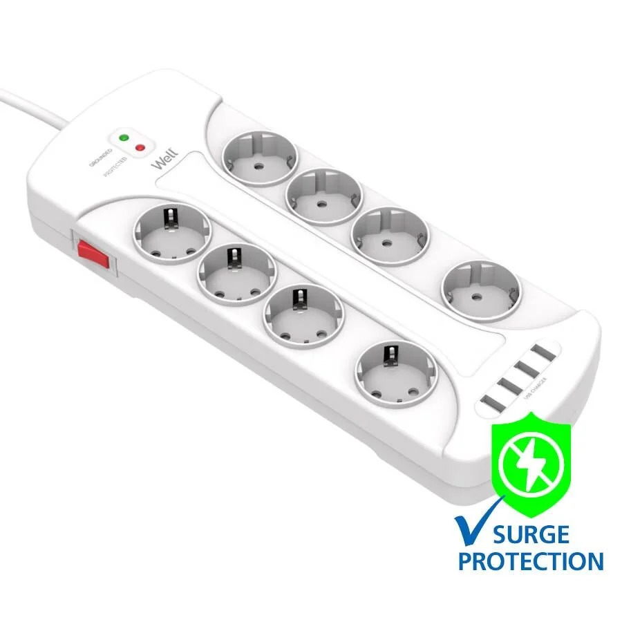Πολύπριζο Well 8x Schuko και 4x USB με Διακόπτη 3m/3g1.5 με προστασία EXTS-8S3M-PROT/USB4-WL Πολύπριζο Well 8x Schuko και 4x USB με Διακόπτη 3m/3g1.5 με προστασία EXTS-8S3M-PROT/USB4-WL