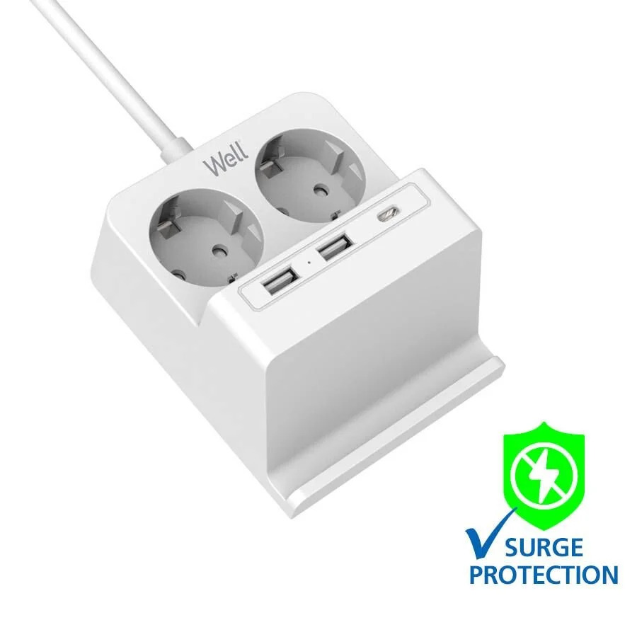 Πολύπριζο Well 2x Schuko και 2x USB A & 1x USB Type-C Wireless Charger 2m/3g1.5 με προστασία EXTS-2S Πολύπριζο Well 2x Schuko και 2x USB A & 1x USB Type-C Wireless Charger 2m/3g1.5 με προστασία EXTS-2S