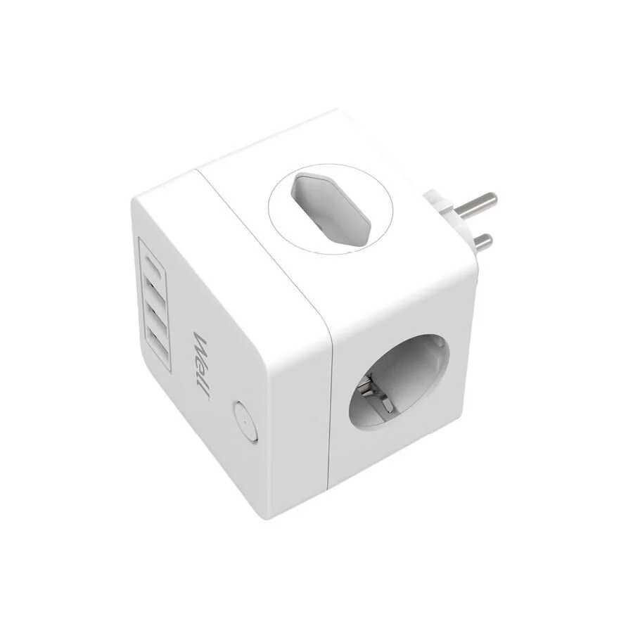 Πολύπριζο Well Κύβος 2x Schuko & 2x Euro με 3x USB Α & 1x USB Type-C PD20W με προστασία ELAD-2SH2EU- Πολύπριζο Well Κύβος 2x Schuko & 2x Euro με 3x USB Α & 1x USB Type-C PD20W με προστασία ELAD-2SH2EU-