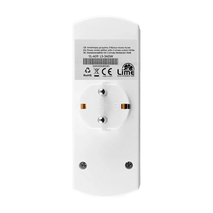 Αντάπτορας Ρεύματος 3x Σούκο LS-3ADW LIME Αντάπτορας Ρεύματος 3x Σούκο LS-3ADW LIME