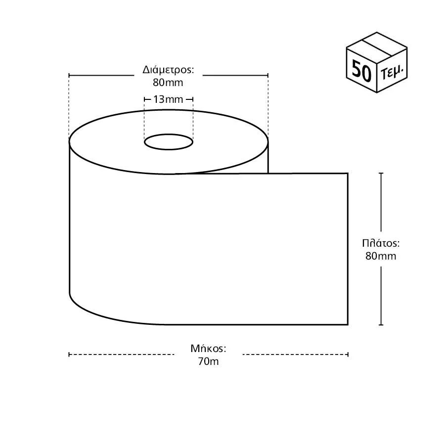 Χαρτοταινία Θερμική 80 x 80 70m (50τμχ/κιβ.) Χαρτοταινία Θερμική 80 x 80 70m (50τμχ/κιβ.)