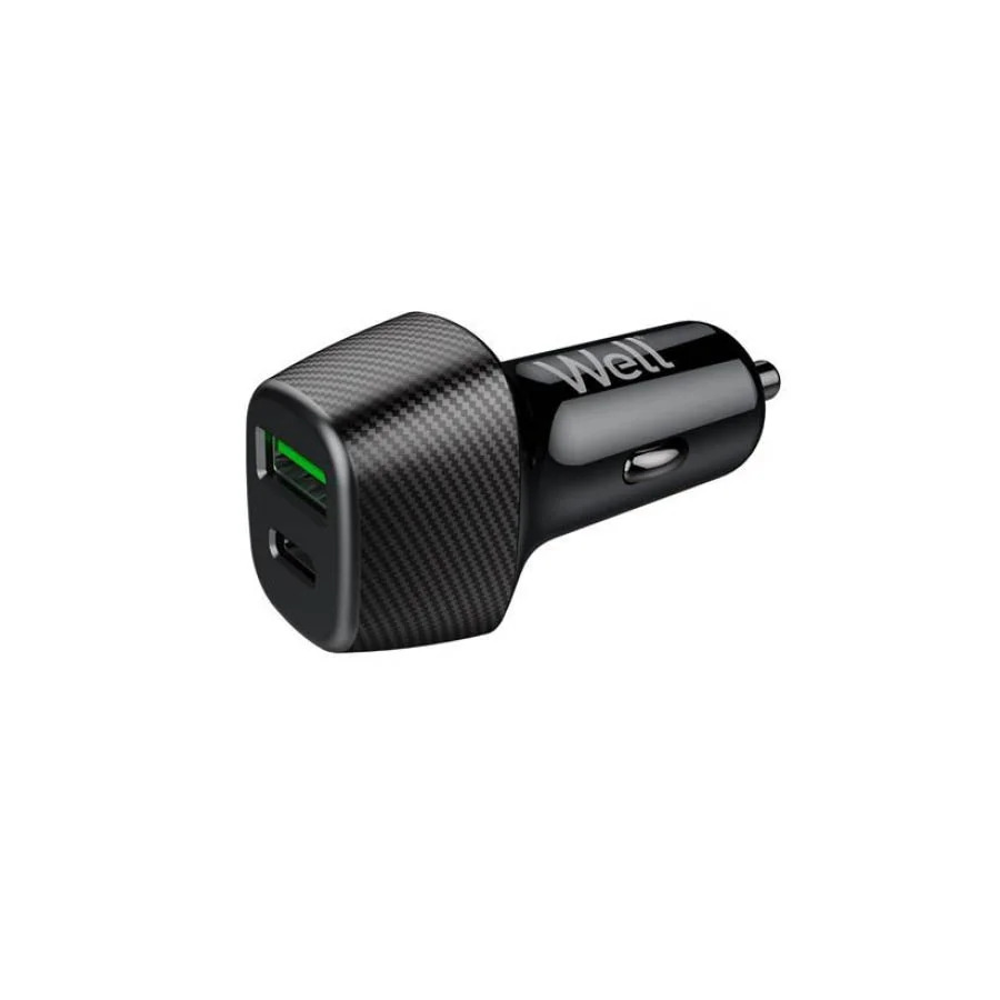 Well Universal DUAL USB 3.0/Type C Fast Car Charger 5V/3A 51W Μαύρος PSUP-USB-CPQ5101BK-WL Well Universal DUAL USB 3.0/Type C Fast Car Charger 5V/3A 51W Μαύρος PSUP-USB-CPQ5101BK-WL