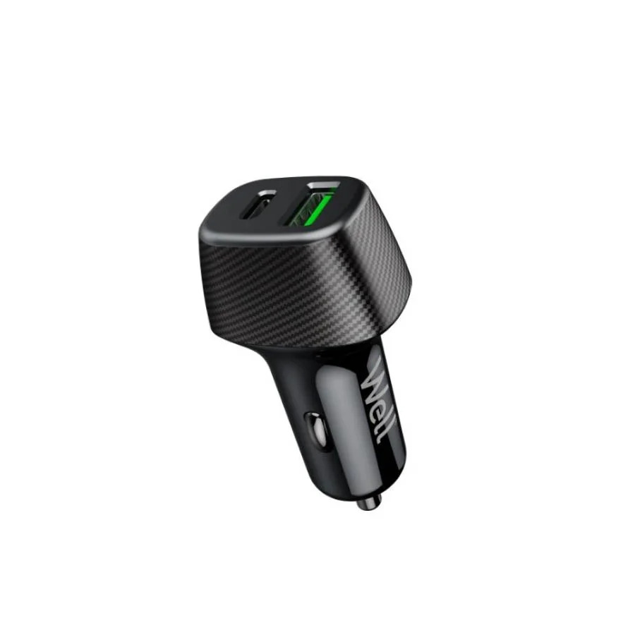 Well Universal DUAL USB 3.0/Type C Fast Car Charger 5V/3A 51W Μαύρος PSUP-USB-CPQ5101BK-WL Well Universal DUAL USB 3.0/Type C Fast Car Charger 5V/3A 51W Μαύρος PSUP-USB-CPQ5101BK-WL